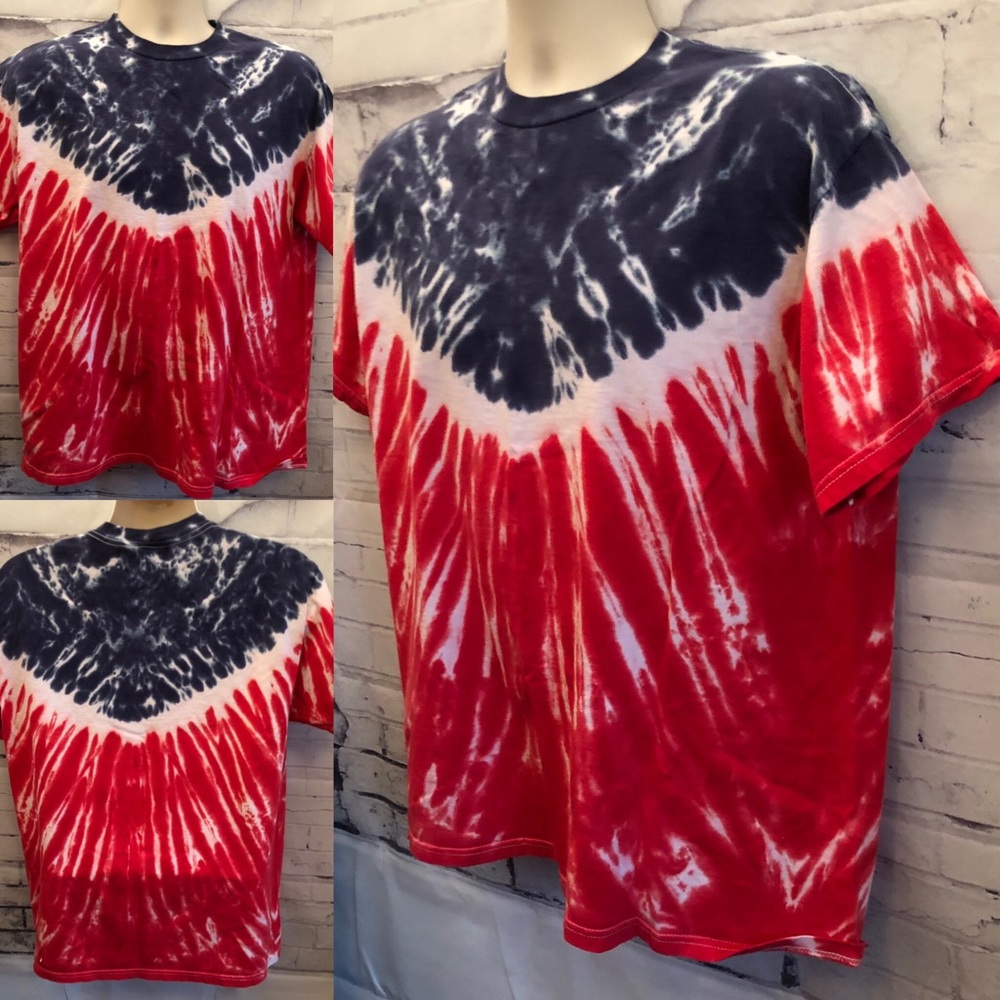 Time To Celebrate Tye Dye T Shirt Red White Blue L